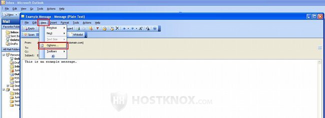 Viewing Email Headers in Outlook 2003 from the Message Content Window