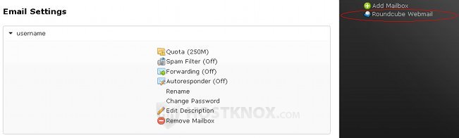 Control Panel Roundcube Webmail Link