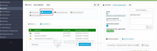 View Invoice Button on Order Details Page