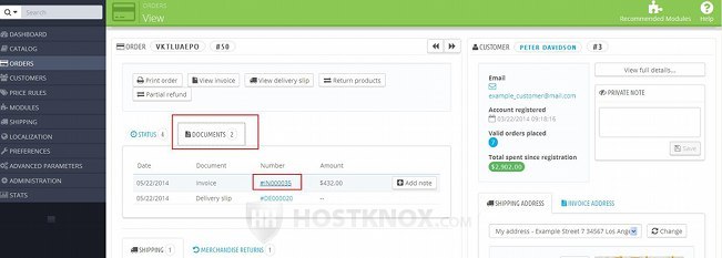 Link for Downloading an Invoice in the Documents Block on the Order Details Page
