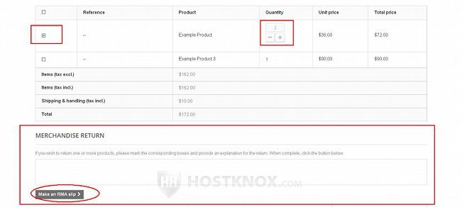 Frontend Customer Account Settings-Select Products to be Returned and Make an RMA Slip