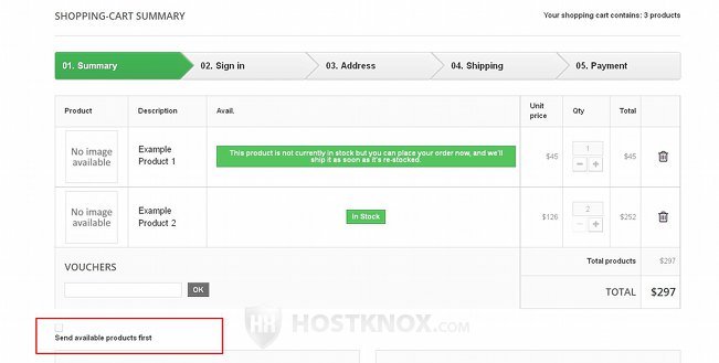 Summary Step of the Checkout-Option for Delaying the Shipping of Out of Stock Products