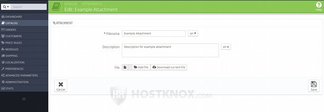 Attachments Section in the Admin Panel-Editing Attachments