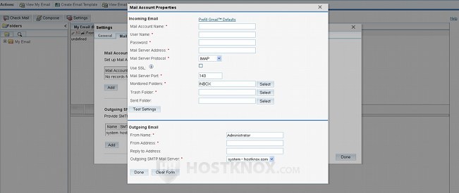 Emails Module-Configuring Account Settings