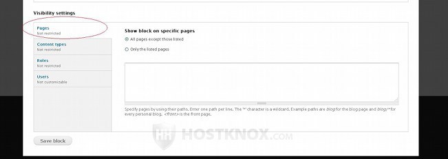 Block Visibility Settings-Page Restrictions