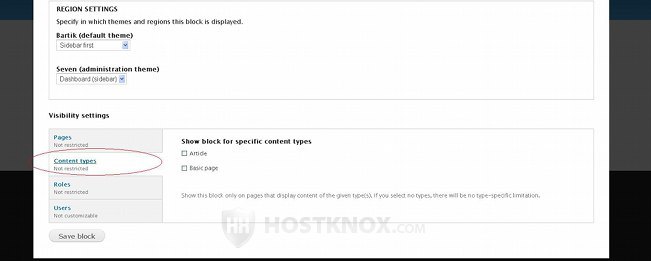 Block Visibility Settings-Content Type Restrictions