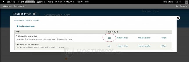 Admin Panel-Editing a Content Type