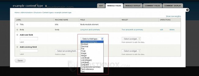 Selecting a Field Type