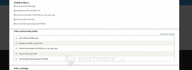 Configuring a Text Format-Filter Processing Order