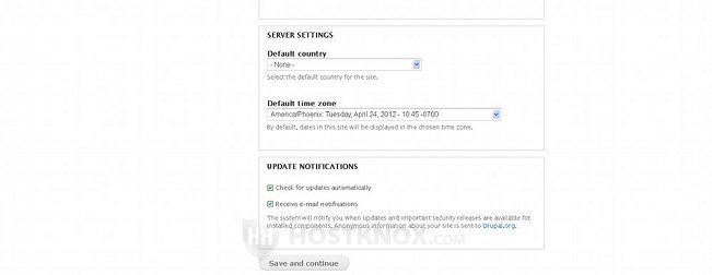 Country and Time Zone Settings