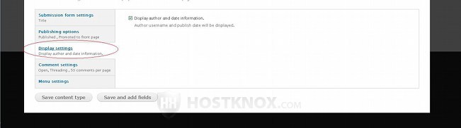 Content Type Options-Display Settings