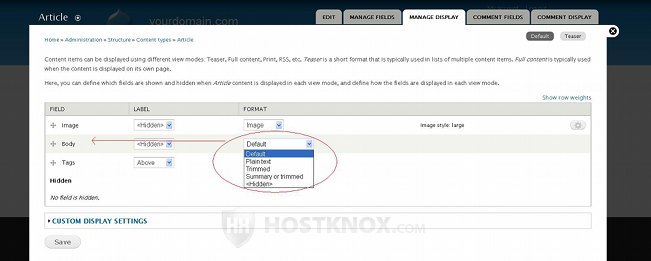 Manage Display Page-Changing Formats