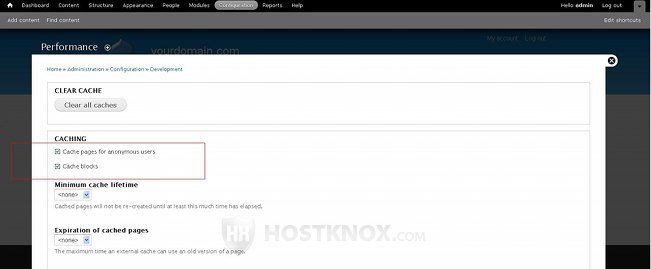 Drupal Admin Panel-Caching Settings