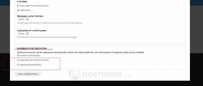 Drupal Admin Panel-Bandwidth Optimization Settings