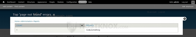 Top Page Not Found Errors Report
