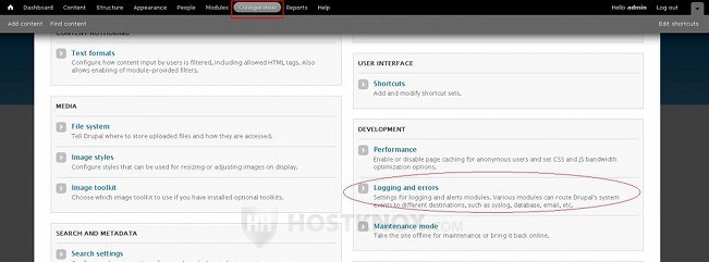 Accessing Logging and Errors Options