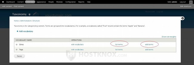 Taxonomy Page-Listing and Adding Terms