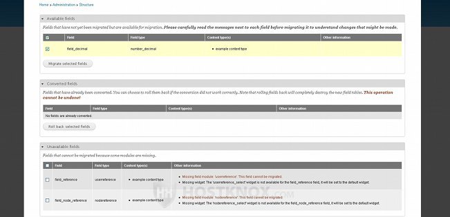 Migrating Available Fields