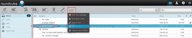 Viewing Email Headers in Roundcube