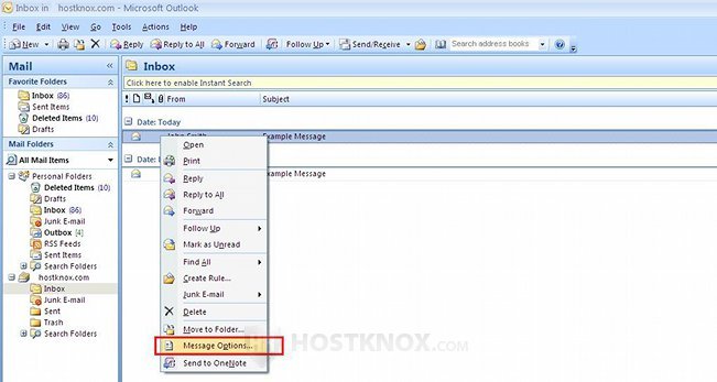 Viewing Email Headers in Outlook 2007 from the Message List