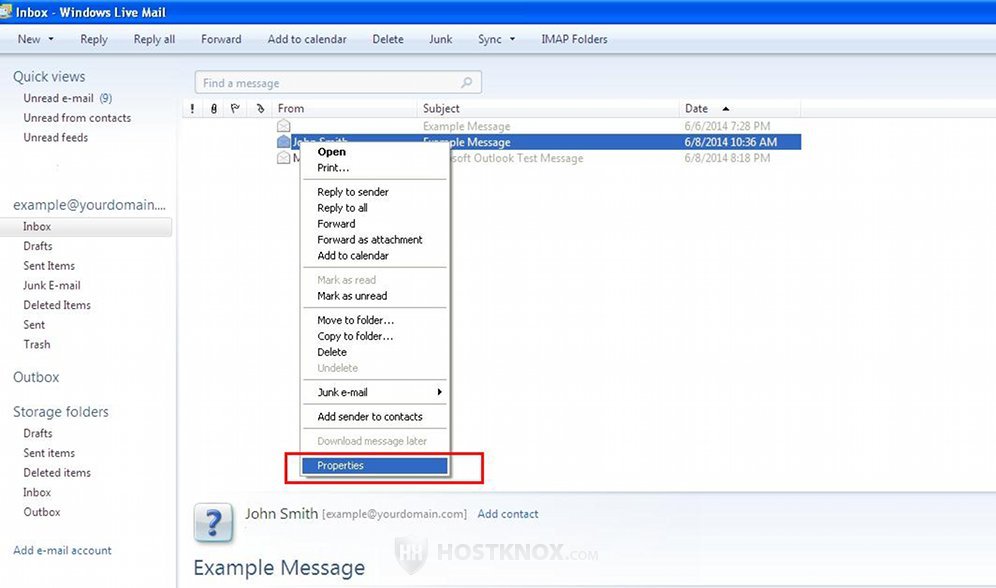 view headers in windows live mail