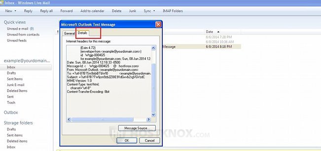 Viewing Email Headers in Windows Live Mail-Window with Header Fields