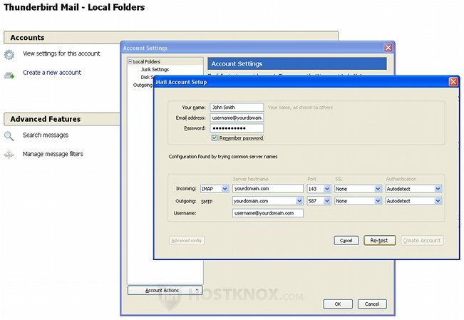 Example Server Names and Port Number Settings