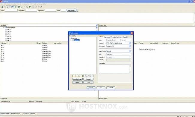 FileZilla Site Manager