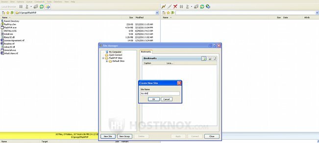 FlashFXP Site Manager New Site