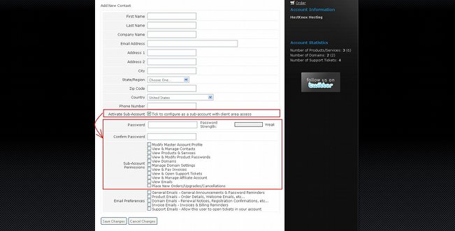 Giving a Contact Access to the Client Area