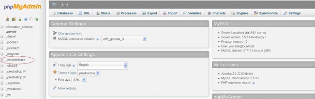 phpMyAdmin-Selecting a Database