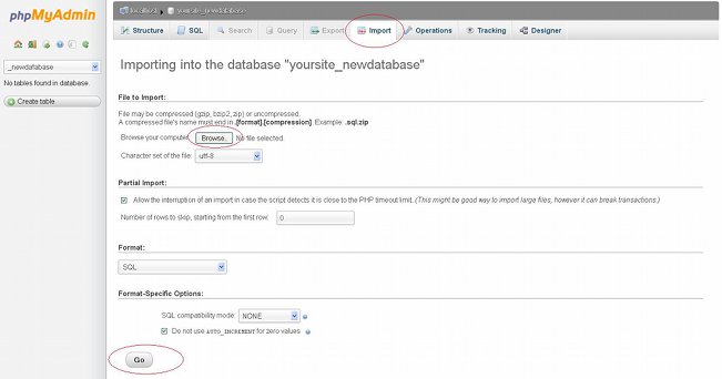 phpMyAdmin-Importing a Database
