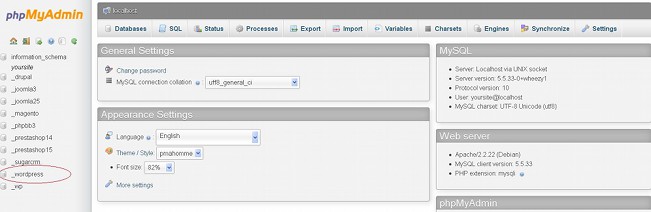 phpMyAdmin-Opening a Database