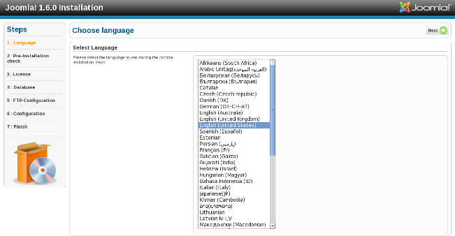 Joomla Installation - Language Selection