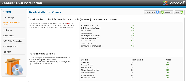 Joomla Installation - Pre-installation Check