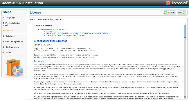 Joomla 1.6 Installation - License