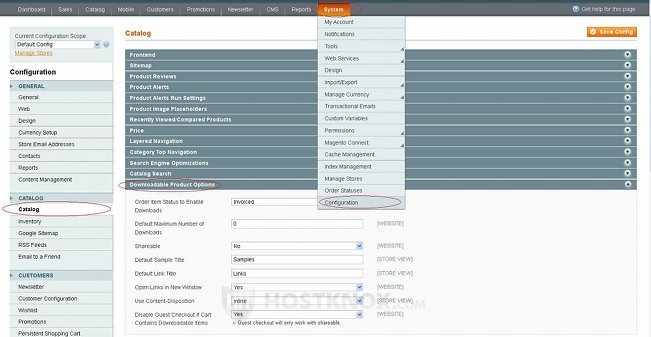 System Configuration Options for Downloadable Products