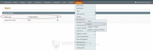 Exporting Customers and Products-Selecting Entity Type