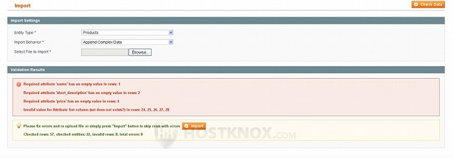 Example Errors When Checking a CSV File