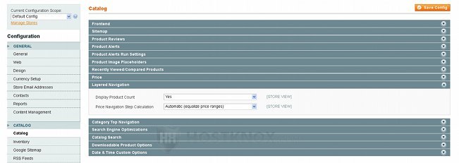 System Layered Navigation Settings