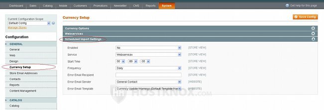 System Configuration-Scheduled Import Settings Panel