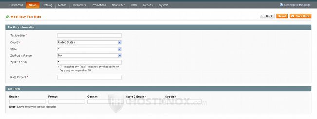 Tax Zone and Rate Settings