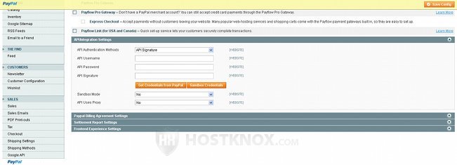 API/Integration Settings Panel