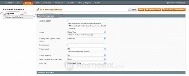 Attribute Settings-Attribute Properties