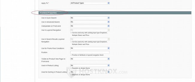Attribute Settings-Frontend Properties