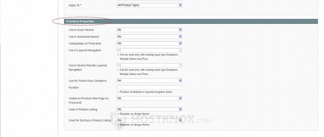 Attribute Settings-Frontend Properties