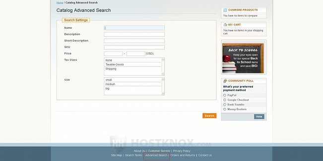 Advanced Search on the Frontend