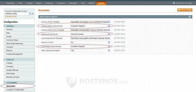 Configuring the Email Sender Option for Newsletter Messages