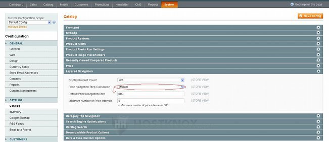 Layered Navigation Panel With Price Calculation Set to Manual