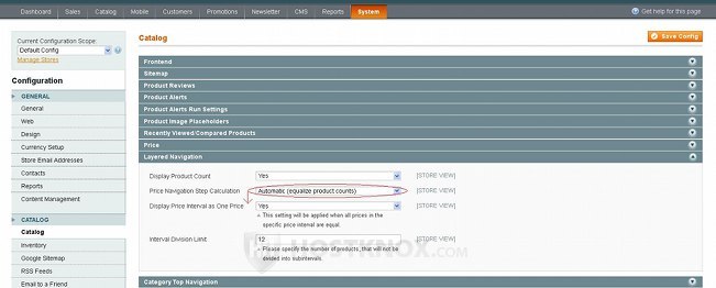 Layered Navigation Panel With Price Calculation Set to Automatic (equalize product counts)